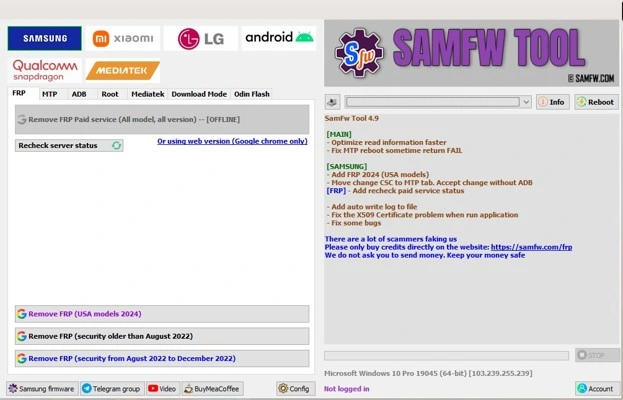 SamFW Tool (FRP) Download V4.9 Latest Version